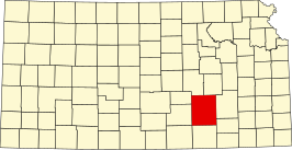 Locatie van Butler County in Kansas