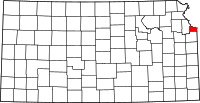 Округ Ваєндотт на мапі штату Канзас highlighting