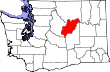 Harta statului Washington indicând comitatul Douglas