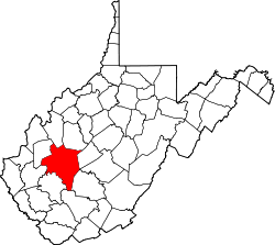 Karte von Kanawha County innerhalb von West Virginia