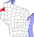 Map of Wisconsin highlighting Burnett County.svg