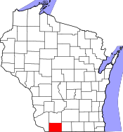 Map of Wisconsin highlighting Lafayette County.svg