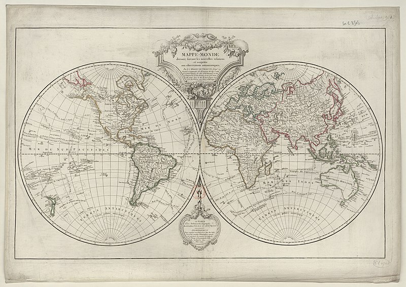 File:Mappemonde dressée suivant les nouvelles relations et assujettie aux observations astronomiques - par le Sr Robert... - btv1b53093313x.jpg