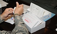 Medical professionals learn how to use a rape kit at Camp Phoenix near Kabul, Afghanistan. Medical professionals learn how to use the Sexual Assault Evidence Collection kit at Camp Phoenix near Kabul, Afghanistan, Aug. 15, 2010 100815-A-GY802-017.jpg