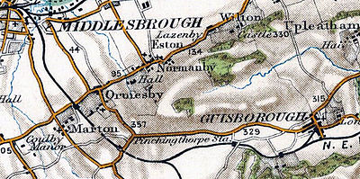 Map of the route of the Middlesbrough and Guisborough Railway as of 1902 Middlesbrough and Guisborough Railway map 1902.jpg