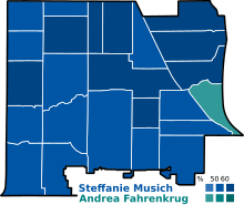 Most voted first-choice candidate by precinct in District 5. Minneapolis Park Board District 5 2017.svg