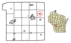 Location of Wyeville in Monroe County, Wisconsin.