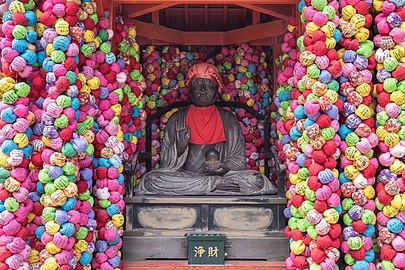 Multi-coloured kukuri-zaru talismans at Kongoji Yasaka Kōshin-dō temple, Kyoto, Japan