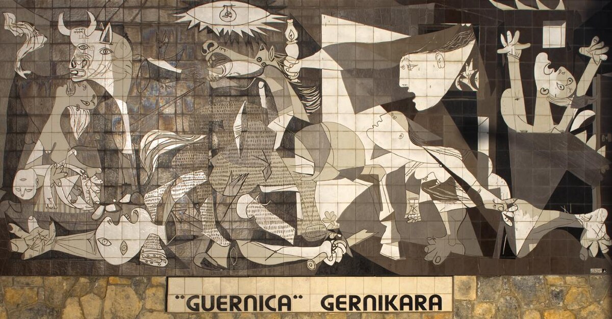Muurschildering van het schilderij in de plaats Guernica