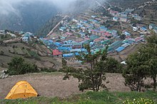 Village of Namche Bazaar in Nepal Namche Bazaar from above, Nepal.jpg