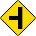 (W11-4.1/PW-11.1) Uncontrolled side road junction on left