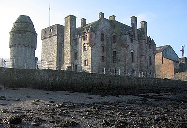 The north range seen from the shore to its north east. See also 1, 2, 3 Newark Castle from shore.jpg