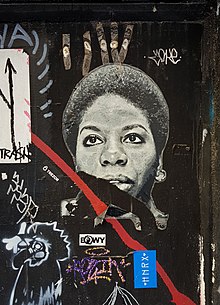 Portrait street art de Nina Simone à Valence (Espagne).