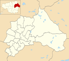 Mapa konturowa Oldham, po lewej nieco na dole znajduje się punkt z opisem „Oldham Werneth”