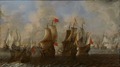 Oljemålning. Sjöslag mellan Engelska och holländska fartyg - Skoklosters slott - 98159.tif