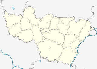 Mapa konturowa obwodu włodzimierskiego, w centrum znajduje się punkt z opisem „Włodzimierz”