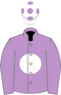 Mauve, white disc, white cap, mauve spots