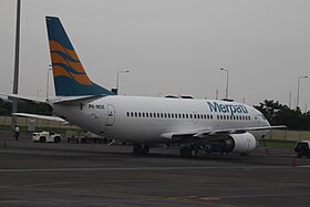 PK-MDE, l'appareil impliqué dans l'accident, ici photographié à l'aéroport international Juanda de Surabaya.