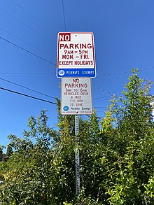 Parking restriction signs with Los Angeles County markings signify that Alsace is distinct from the surrounding City of Los Angeles neighborhoods Parking restriction signs in Alsace with Los Angeles County markings.jpg