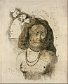『邪悪な精のついたタヒチの女性』1899 - 1900年、モノタイプ。シュテーデル美術館。