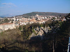 Město Pazin, ležící na Istrii