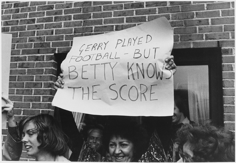 File:Photograph of a Woman Holding a Sign in Portland Maine, Supporting First Lady Betty Ford For Her Stance on Various... - NARA - 186817.tif