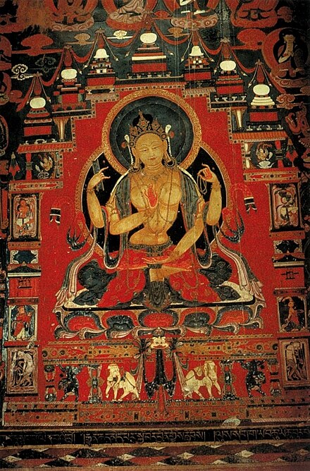 Prajñāpāramitā is often personified by a female deity in Buddhist art.