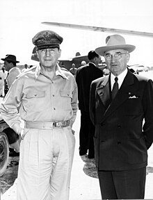 President Truman (right) and General Douglas MacArthur at Wake Island, October 1950 President Truman and General MacArthur at Wake Island.jpg