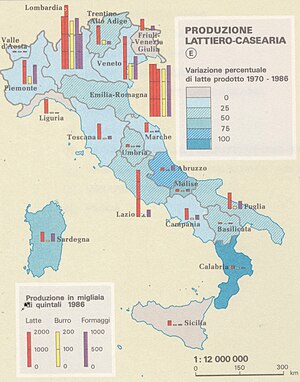 300px produzione lattiero casearia italia 1970 1986   map animal husbandry and fishing 1990   touring club italiano cart tem 069