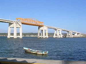View of the bridge from the jetty in Alvarado
