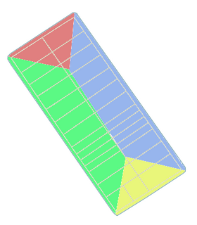 Faces de quadra e sua extensão no interior da quadra. Cada cor um CEP.