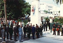 Military parade at a monument