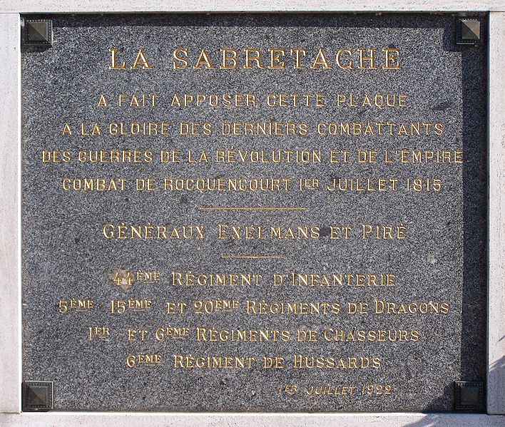 File:Rocquencourt Plaque commémorative bataille du 1er juillet 1815.JPG