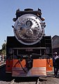 The smokebox and pilot of 4449 at Railfair '91 in Sacramento, California.