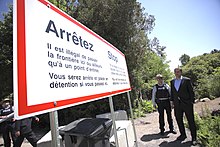 Andrew Scheer, leader of the opposition Conservative Party, touring the Roxham Road crossing in 2018 Scheer tours US-Canada border.jpg