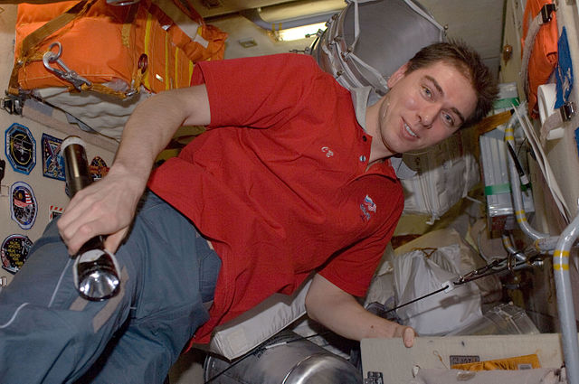 Sergei Volkov in the Zarya module of the ISS