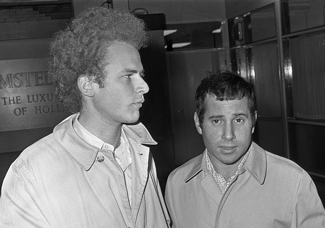 Simon & Garfunkel at Schiphol Airport, the Netherlands, in 1966