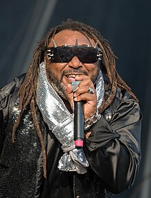 Webbe performing with Skindred in 2018