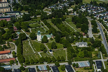 Spånga kyrka från luften