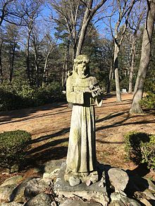 A garden statue of Francis of Assisi with birds St Francis Statue 2.JPG