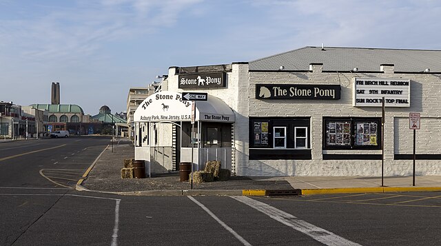 The Stone Pony, a live music club and bar in Asbury Park, New Jersey, where Springsteen and other E Street Band members played regularly in the 1970s;