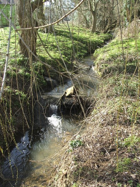 File:Stream flowing from Boxer's Lake to Salmon's Brook, Enfield - geograph.org.uk - 351592.jpg