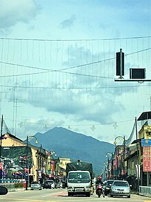 Mount Ledang, the prominent landmark of the district. Seen from downtown Tangkak. Tangkak 1.jpg