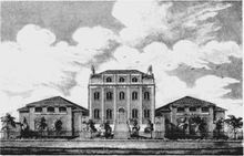 An 1817 illustration of the Borough Road (Royal Free) School, the principle school of the British and Foreign School Society The British and Foreign School, Borough Road - 1817.png