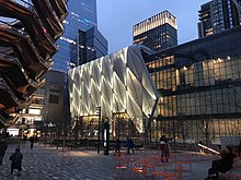 The Shed in New York's Hudson Yards was used as the location of Kendall's birthday party. The Shed at night.jpg