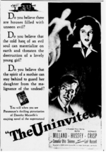 Thumbnail for File:The Uninvited - Theatre ad - 10 February, 1944.png