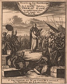 Engraved title page from the Dutch translation of Thomas Gage's The English-American his travail by sea and land: or, A new survey of the West-Indies (Amsterdam 1700)
