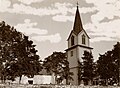 Hurum kirke fotografert av C. Christensen Tomhaw rundt 1890, få år etter at kirketårnet ble ombygd.