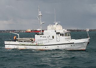 Ukrainian patrol boat <i>Hola Prystan</i> Flamingo class (project R1415) anti-sabotage boat of the Ukrainian Navy