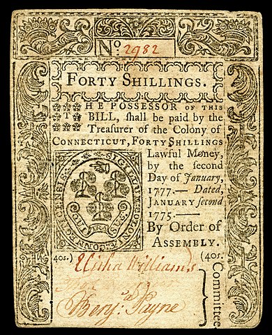 Connecticut Colony (1775) Williams, Seymour, Payne Reverse